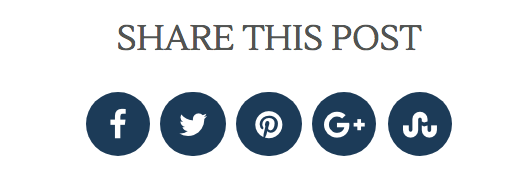 blue circle buttons with social media logos in white