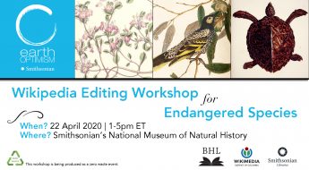 graphic for wikipedia workshop with illustrations of endangered species
