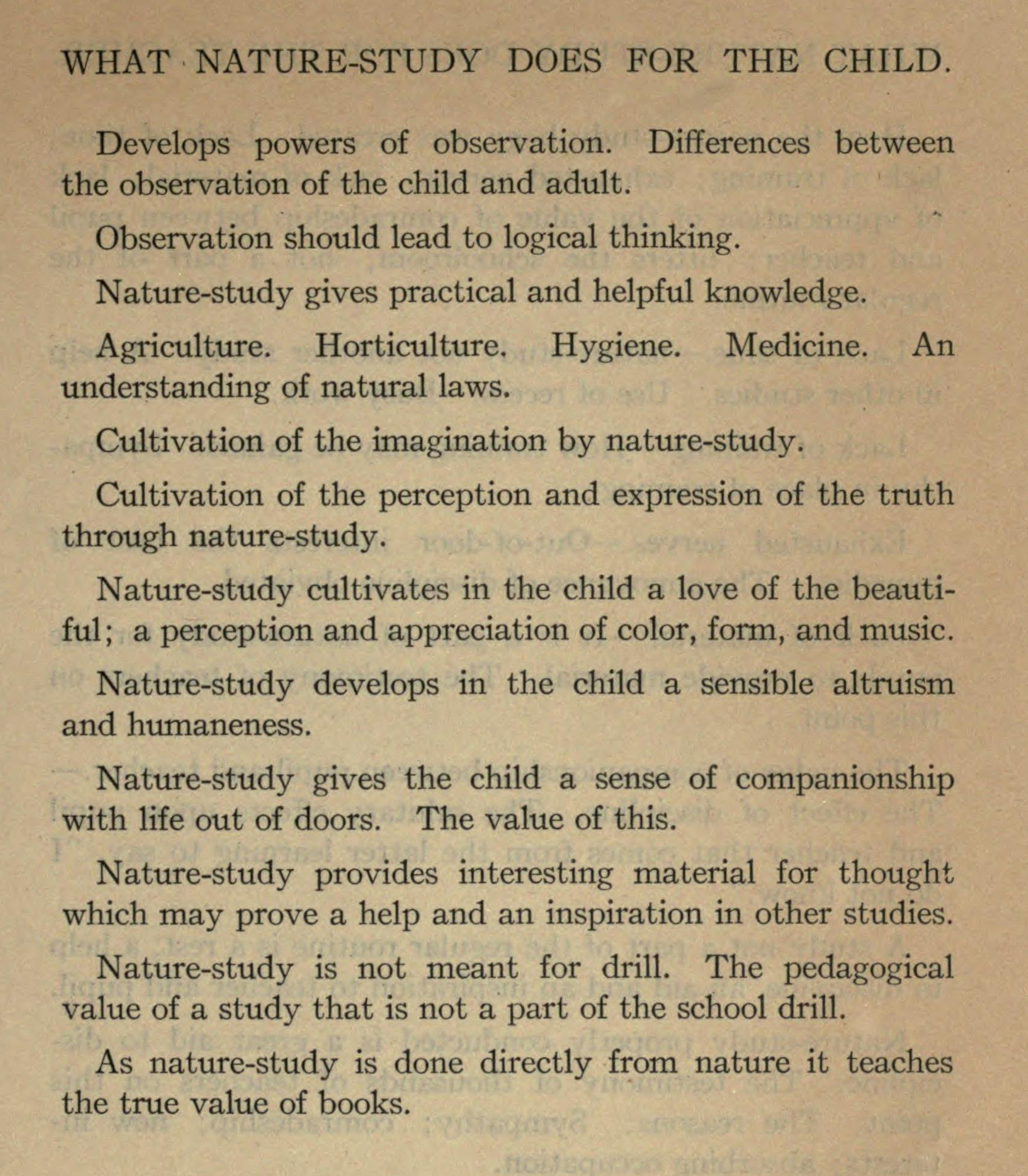 text for "what nature study does for the child"