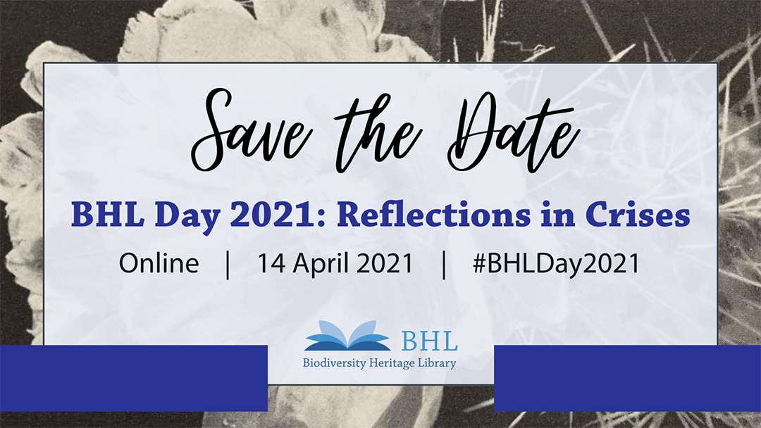 Save the Date graphic for BHL Day 2021: Reflections in Crises