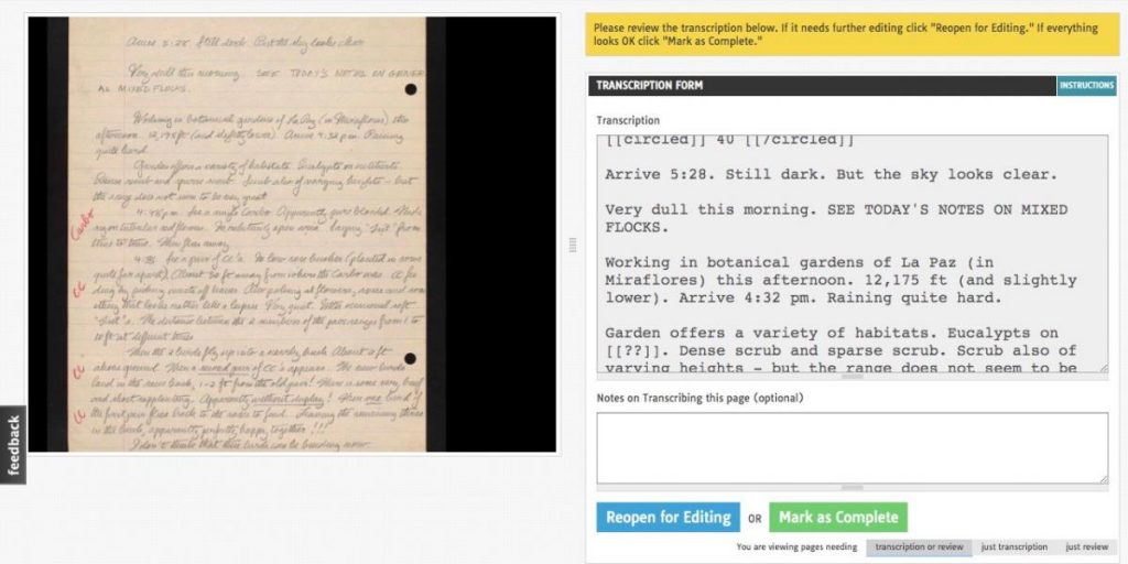 Approval workflow for Smithsonian Transcription Center