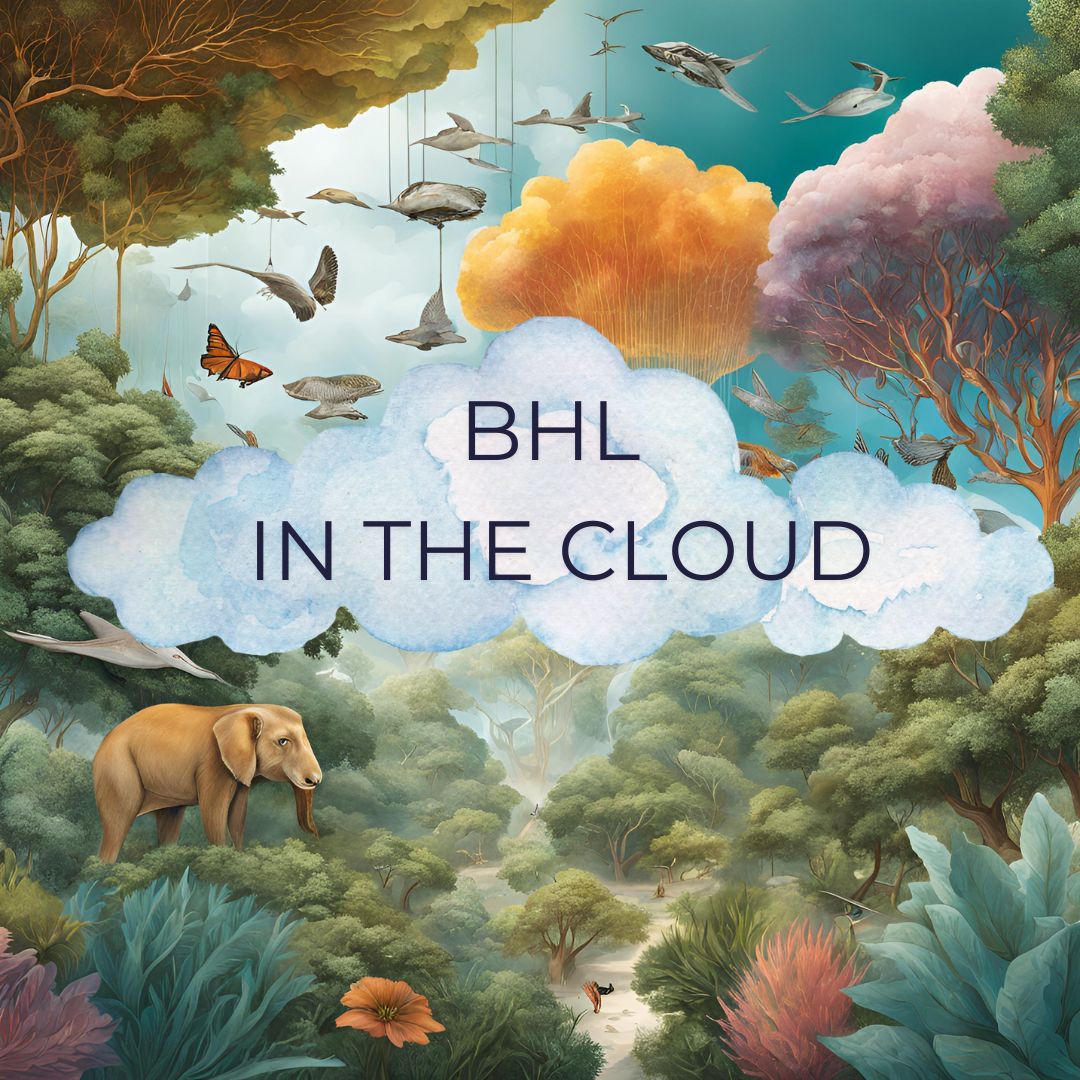 AI generated image of a forest with animals and a cloud with the words BHL in the cloud.