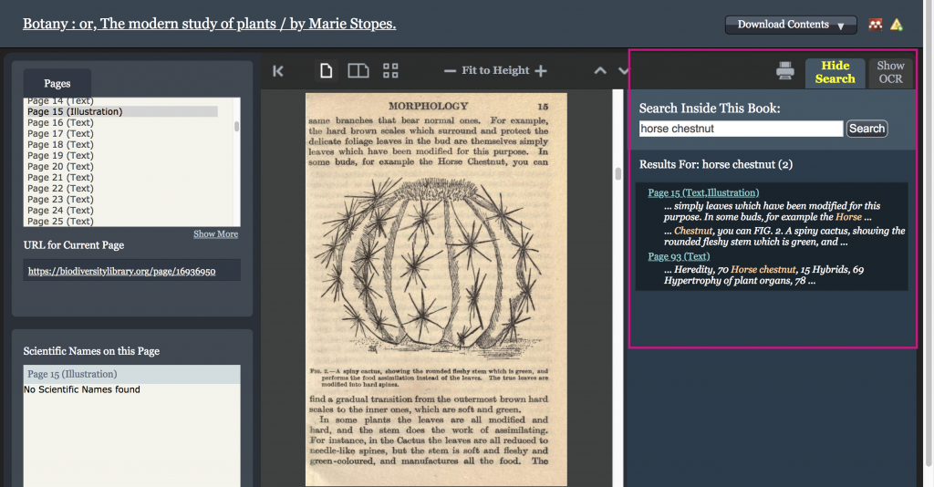 digital library interface showing "search inside" functionality