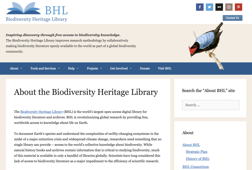 About BHL homepage