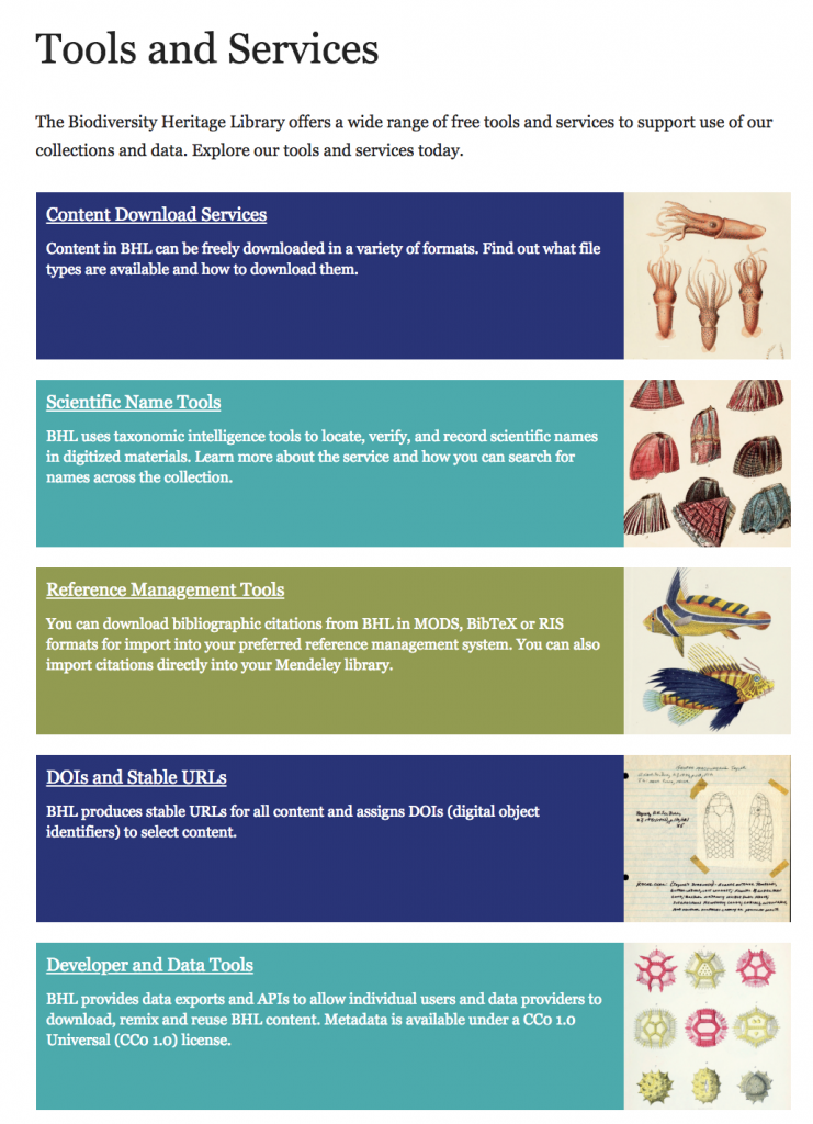 tools and services landing page on the new About site.