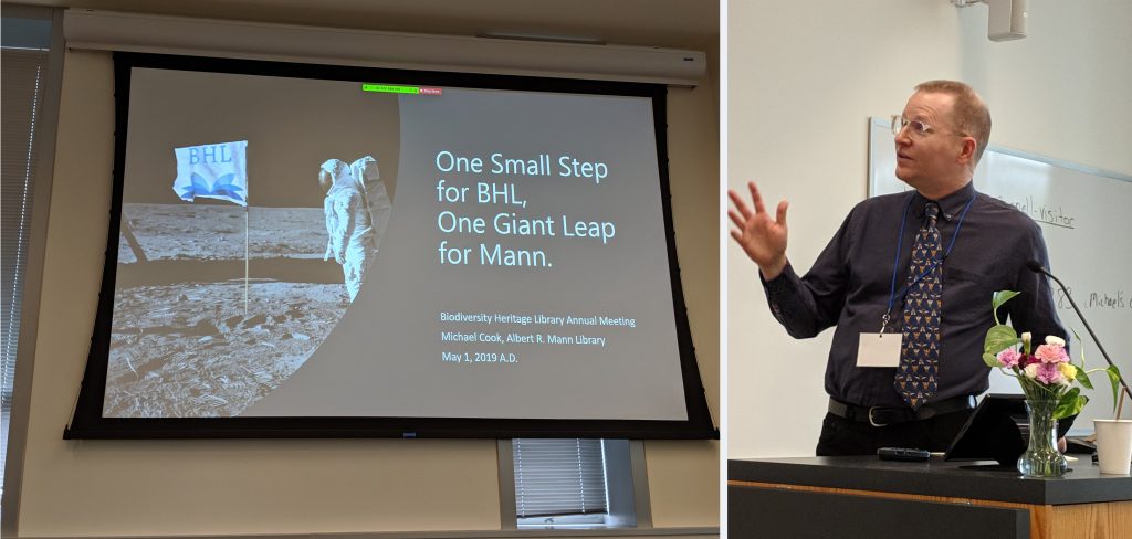 Man standing by a slide that reads "One small step for BHL, one giant leap for Mann"