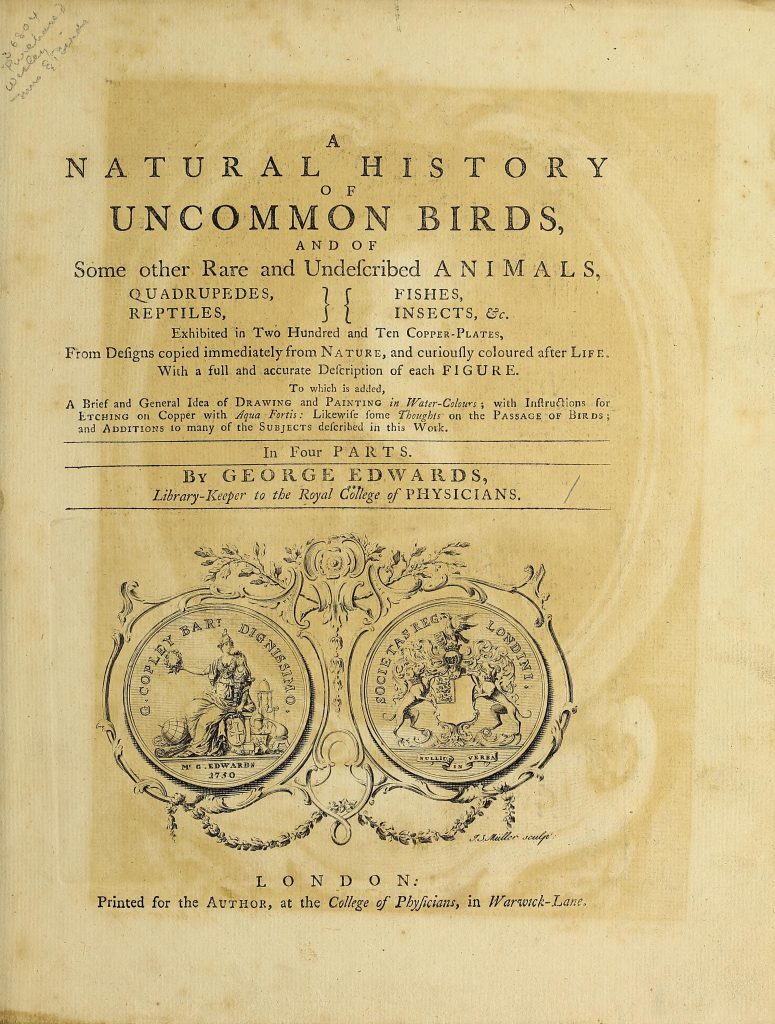 title page of natural history of birds