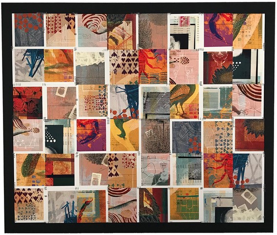 collage with mostly red and orange colors