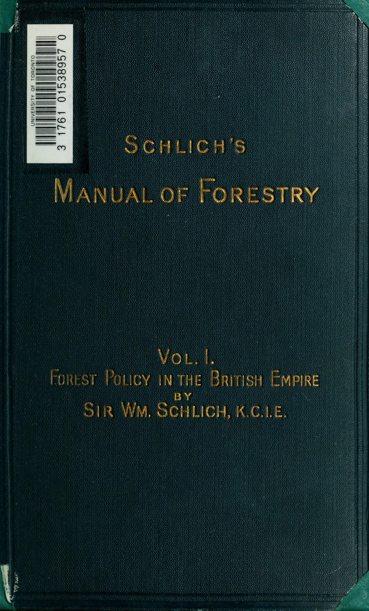 book cover in green with manual of forestry written on it