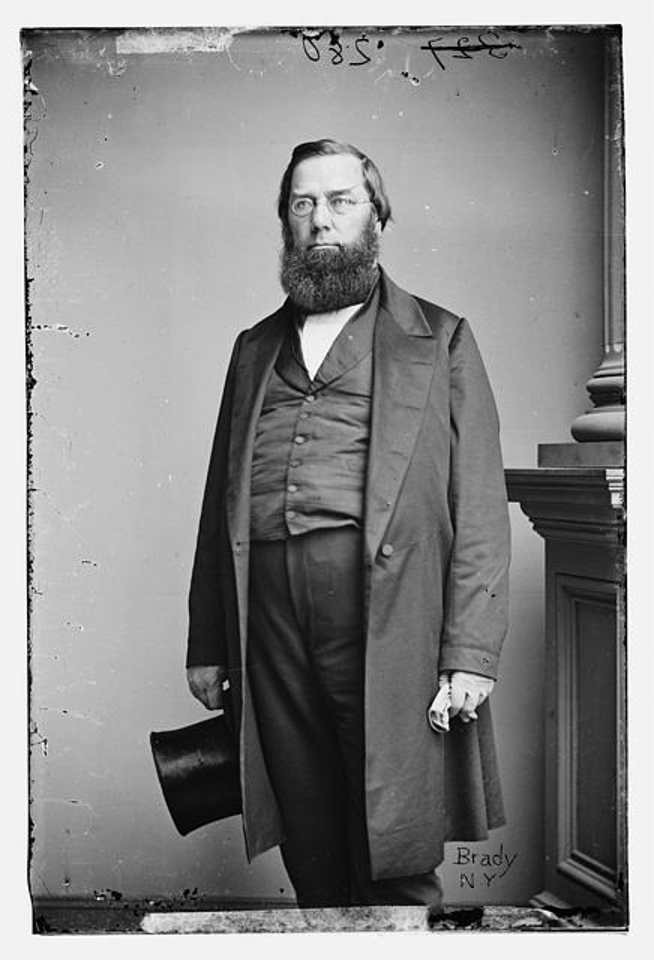 George P. Marsh, three-quarter length portrait, standing, facing left, holding hat Brady, Mathew B., approximately 1823-1896, photographer. [George P. Marsh, three-quarter length portrait, standing, facing left, holding hat] [graphic] / Brady, N.Y. [between 1855 and 1865, printed later] https://lccn.loc.gov/96509698
