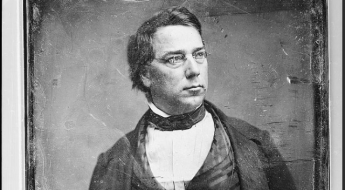 George Perkins Marsh, half-length portrait, head three-quarters to right, with spectacles