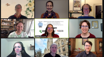 Screenshot of a Zoom call with a collage of various people's faces.