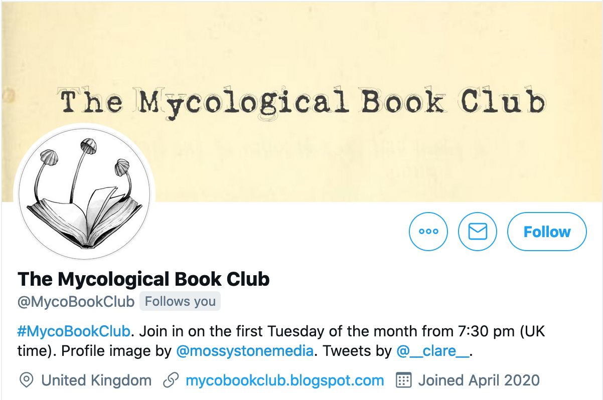 Screenshot of the Twitter profile of @MycoBookClub.