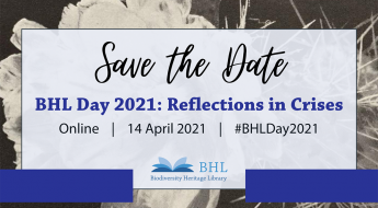 Save the Date graphic for BHL Day 2021: Reflections in Crises