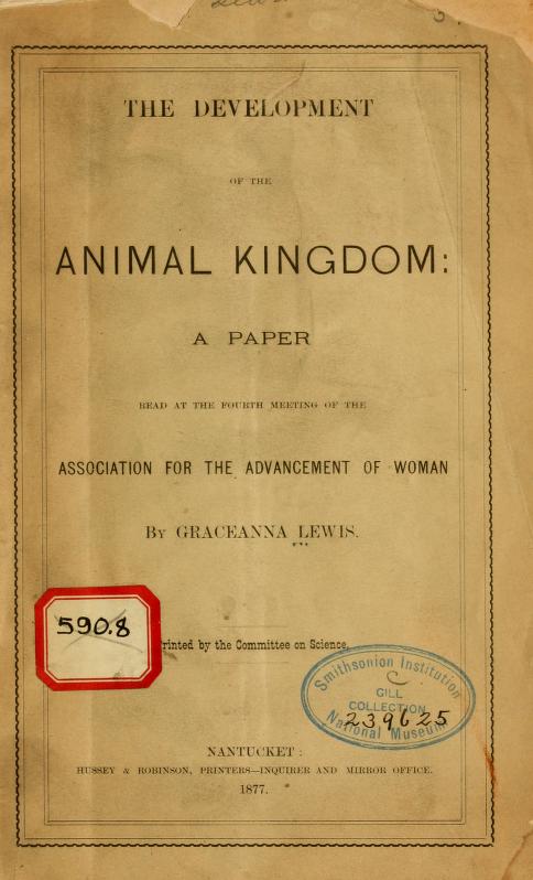 Cover, The Development of the Animal Kingdom (1877)