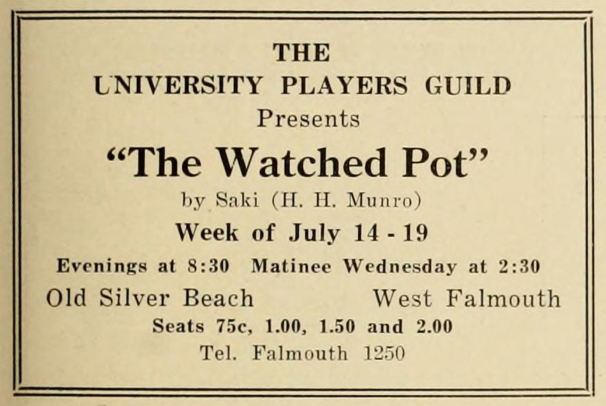Screenshot of text, advertisement for "The University Players"