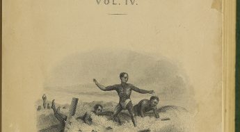 An engraving of ka poʻe kānaka heʻe nalu, indigenous Hawaiians surfing.