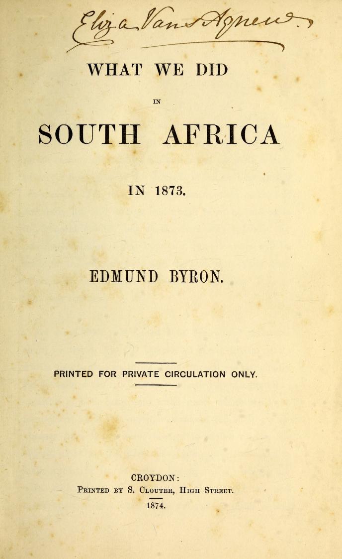 Title page of "What we did in South Africa in 1873".