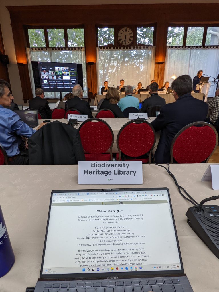 View of Martin's laptop from the audience of the GBIF governing board meeting