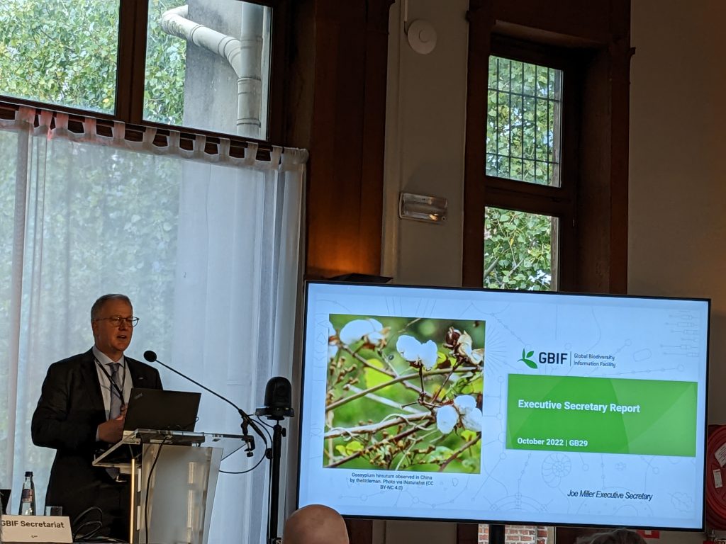 Joe Miller presents slides of the Executive Secretary Report