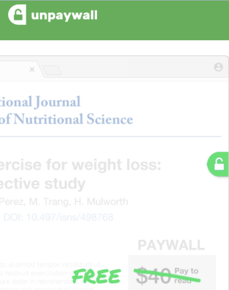 Unpaywall browser extension indicating an article is available for free elsewhere on the web