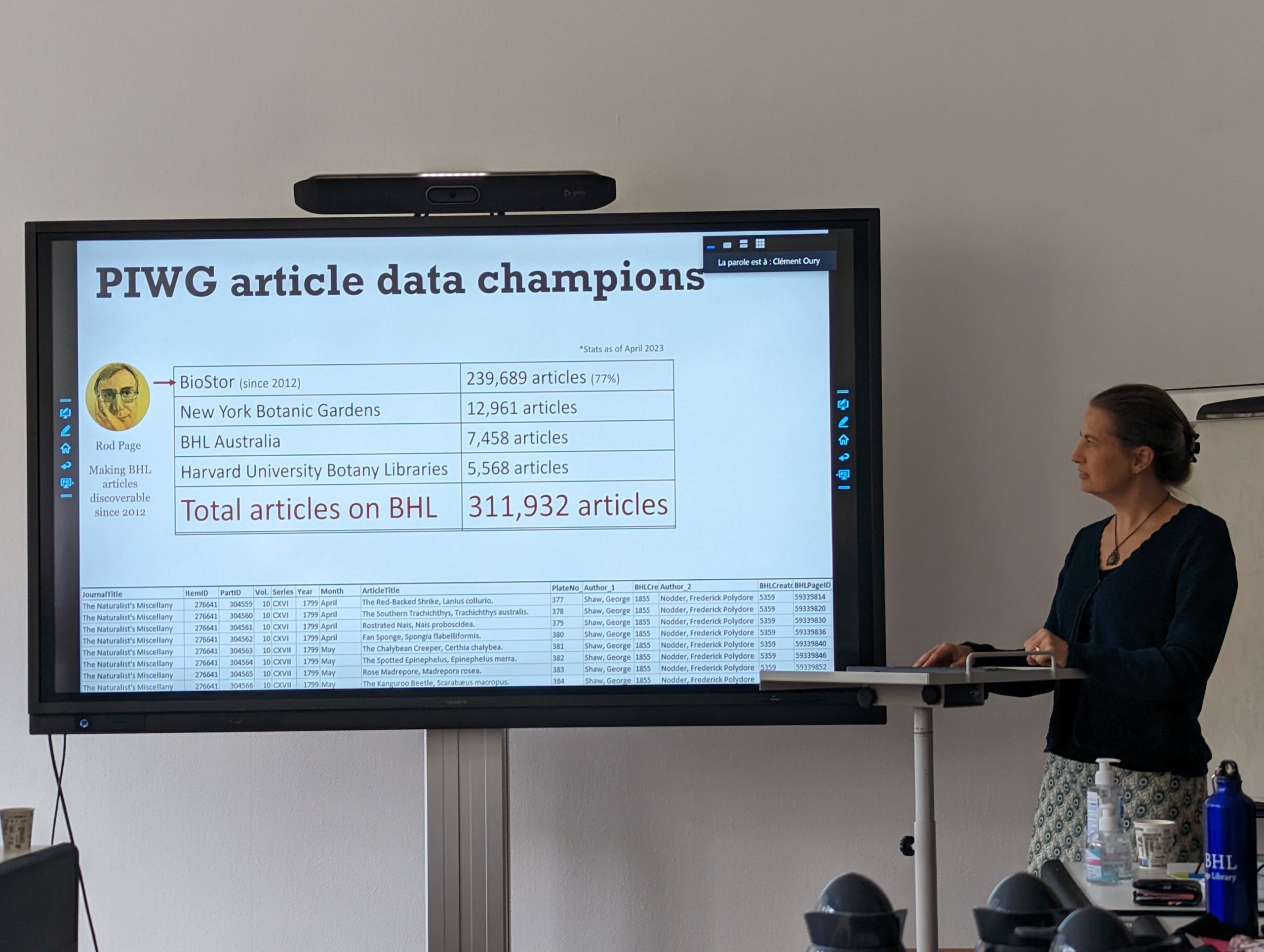 Nicole Kearney presents next to a digital display during the BHL annual meeting
