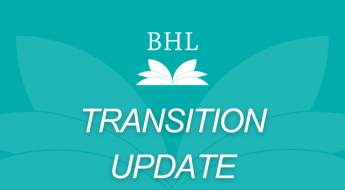 BHL logo and text "Transition Update" on a teal background