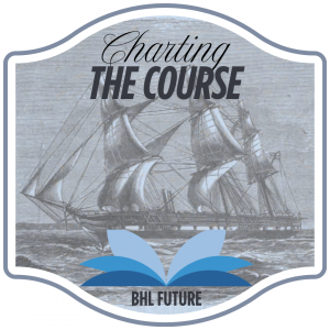 Image of 19th Century sailing ship, HMS Challenger with BHL logo