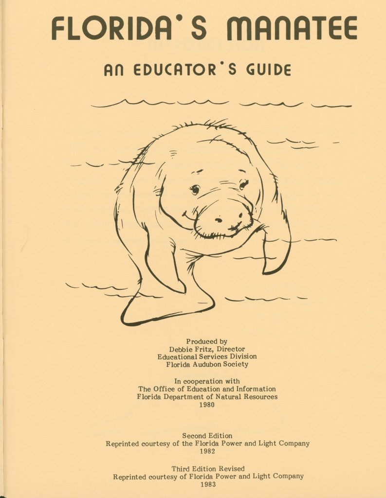 Cover of the Florida's Manatee: An Educator's Guide, including a drawing of a manatee