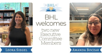 Announcement text flanked by images of two women.
